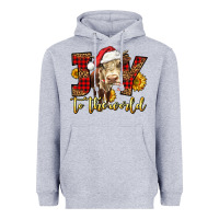 Heather Grey joy to the world christmas cow Heavyweight Hoodie - LillyAllenDesigns