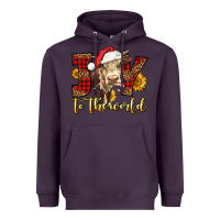 Plum joy to the world christmas cow Heavyweight Hoodie - LillyAllenDesigns