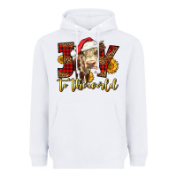 White joy to the world christmas cow Heavyweight Hoodie - LillyAllenDesigns