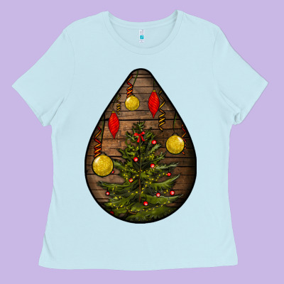 Christmas  Teardrop Ladies Tee Designed By Bundleandbundleshop