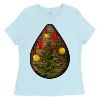 Baby Blue christmas  teardrop Ladies Tee - BundleAndBundleShop