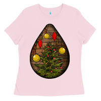 Bubblegum Pink christmas  teardrop Ladies Tee - BundleAndBundleShop
