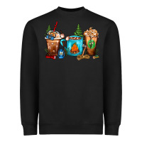 Black Camping Coffee Cups Heavyweight Sweatshirt - FaDigitalArtStudio