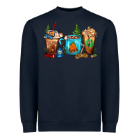 Navy Camping Coffee Cups Heavyweight Sweatshirt - FaDigitalArtStudio