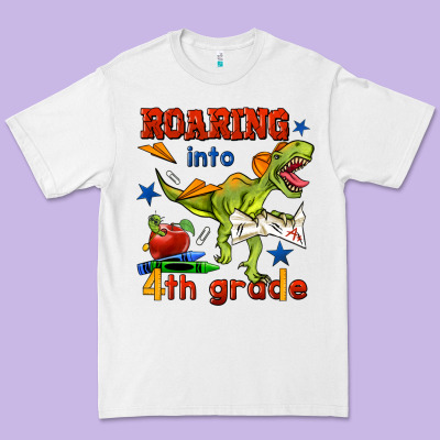 Roaring Into 4th Grade Premium Tee Designed By Bundleandbundleshop