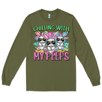 Army Green chilling with my peeps easter bunnies cowgirl cowg Long Sleeve Tee - CowGirlArtShop