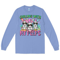 Colony Blue chilling with my peeps easter bunnies cowgirl cowg Long Sleeve Tee - CowGirlArtShop