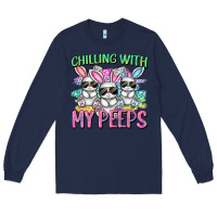 Navy chilling with my peeps easter bunnies cowgirl cowg Long Sleeve Tee - CowGirlArtShop