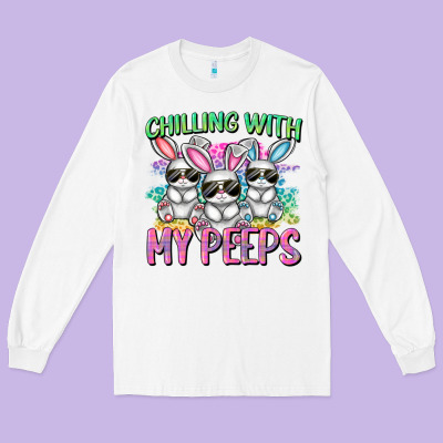 Chilling With My Peeps Easter Bunnies Cowgirl Cowg Long Sleeve Tee Designed By Cowgirlartshop