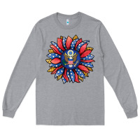 Heather Grey american sunflower Long Sleeve Tee - Jasminsmagicworld