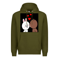 Army Green brown bear cony bunny rabbit the kiss Premium Hoodie - tuanDangUi
