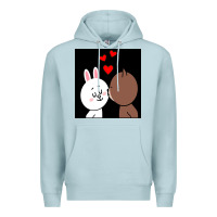 Blue Mist brown bear cony bunny rabbit the kiss Premium Hoodie - tuanDangUi