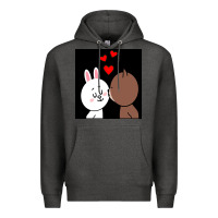 Charcoal Heather brown bear cony bunny rabbit the kiss Premium Hoodie - tuanDangUi