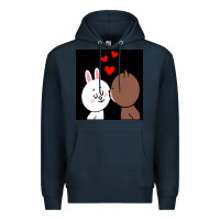 Navy brown bear cony bunny rabbit the kiss Premium Hoodie - tuanDangUi