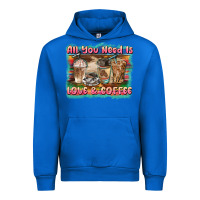 Cobalt all you need is love & coffee Urban Hoodie - BarkalooDesign