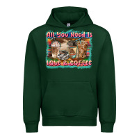 Forest Green all you need is love & coffee Urban Hoodie - BarkalooDesign