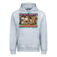 Heather Grey all you need is love & coffee Urban Hoodie - BarkalooDesign