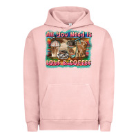 Pigment Salmon all you need is love & coffee Urban Hoodie - BarkalooDesign