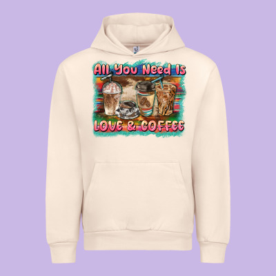 All You Need Is Love & Coffee Urban Hoodie Designed By Barkaloodesign