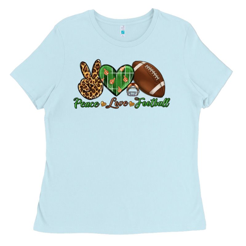 Peace Love Football Ladies Tee by BundleAndBundleShop | Teevron