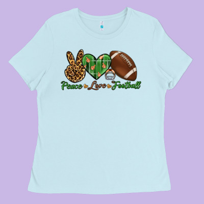 Peace Love Football Ladies Tee Designed By Bundleandbundleshop