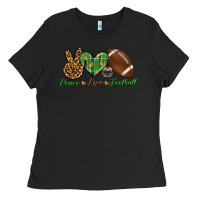 Black peace love football Ladies Tee - BundleAndBundleShop