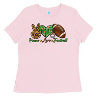 Bubblegum Pink peace love football Ladies Tee - BundleAndBundleShop