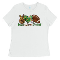 White peace love football Ladies Tee - BundleAndBundleShop