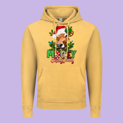 Mooey Christmas Vintage Hoodie Designed By Texasbilliewilder