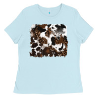 Baby Blue leopard cowhide background Ladies Tee - RanaPortraitStore