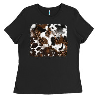 Black leopard cowhide background Ladies Tee - RanaPortraitStore