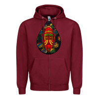 Burgundy african masks teardrop  6 Zipper Hoodie - BundleAndBundleShop