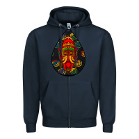 Navy african masks teardrop  6 Zipper Hoodie - BundleAndBundleShop