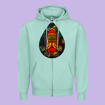 African Masks Teardrop  6 Zipper Hoodie Designed By Bundleandbundleshop
