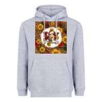 Heather Grey joy to the world christmas cow Heavyweight Hoodie - LillyAllenDesigns
