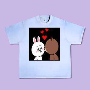 Brown Bear Cony Bunny Rabbit The Kiss Urban Heavy Tee Designed By Tuandangui