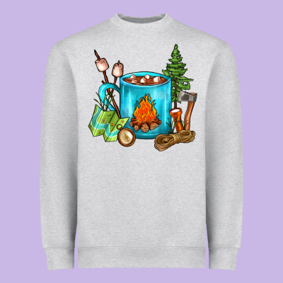 Camping Coffee Heavyweight Sweatshirt Designed By Fadigitalartstudio