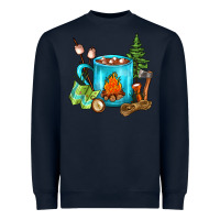 Navy Camping Coffee Heavyweight Sweatshirt - FaDigitalArtStudio
