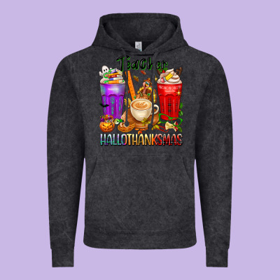Hallothanksmas Teacher Vintage Hoodie Designed By Texasbilliewilder