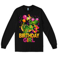 Black 3rd birthday girl t rex pink Long Sleeve Tee - CowGirlArtShop