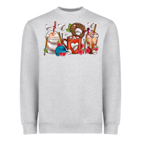 Heather Grey Baseball Coffee Cups Heavyweight Sweatshirt - FaDigitalArtStudio