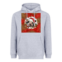 Heather Grey christmas cow Heavyweight Hoodie - LillyAllenDesigns