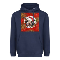 Navy christmas cow Heavyweight Hoodie - LillyAllenDesigns
