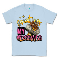 Dusty Blue counting my blessings afro hands Classic Tee - RanaPortraitStore