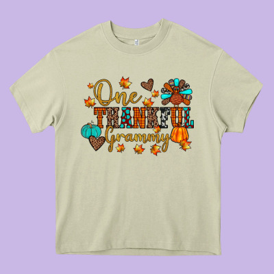 One Thankful Grammy Heavy Core Tee Designed By Jahusdesignshop
