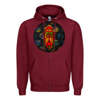 Burgundy african masks round earrings 2 Zipper Hoodie - BundleAndBundleShop