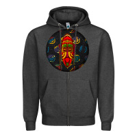 Charcoal Heather african masks round earrings 2 Zipper Hoodie - BundleAndBundleShop