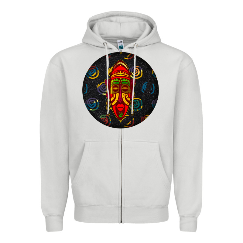 African Masks Round Earrings 2 Zipper Hoodie by BundleAndBundleShop | Teevron