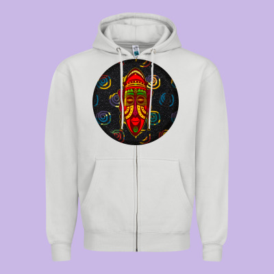 African Masks Round Earrings 2 Zipper Hoodie Designed By Bundleandbundleshop