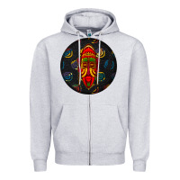 Heather Grey african masks round earrings 2 Zipper Hoodie - BundleAndBundleShop